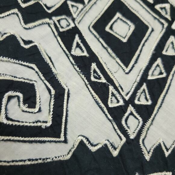 VTG Tiered Boho Skirt Beaded Applique Black & White Geometric Chico's 2 (US L) - Picture 6 of 9